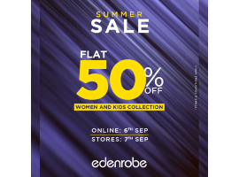 Edenrobe Summer Sale FLAT 50% off on Women and Kids' Summer Collection.